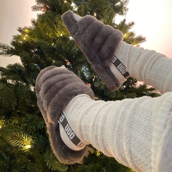 UGG Shoes - Grey UGG Fluffy Slippers